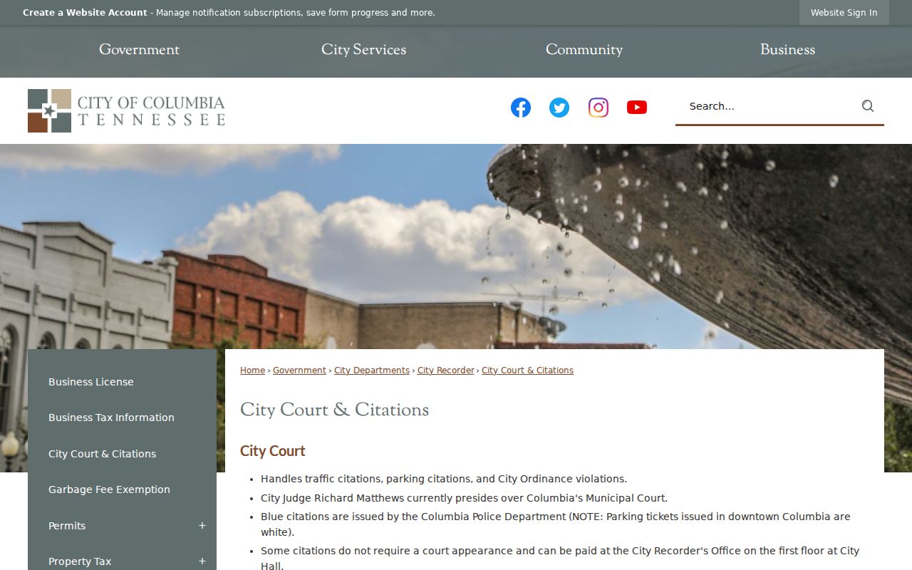 Columbia court records citation instructions