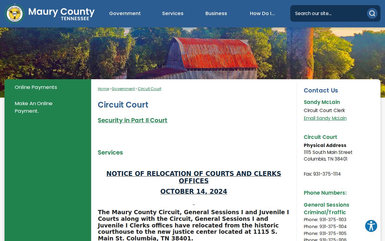 Maury County court docket Circuit Court and Justice Center information