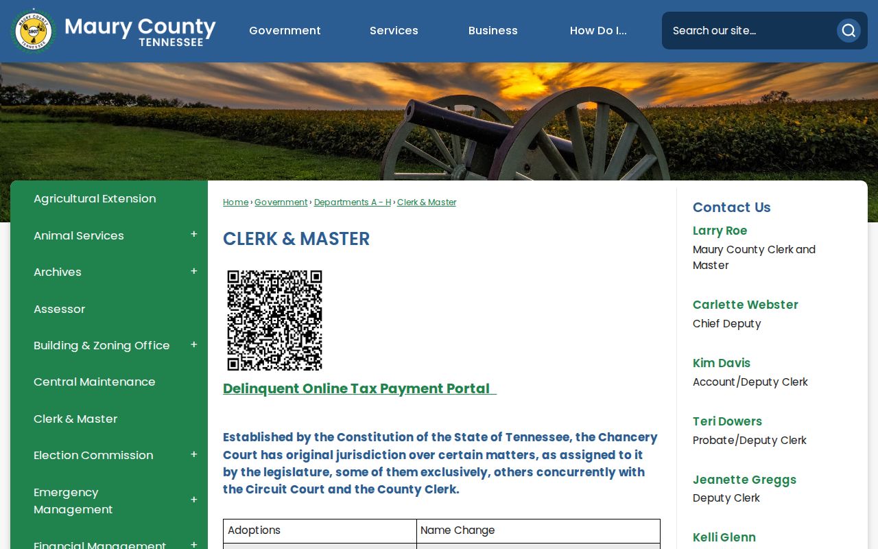 Maury County court docket Clerk and Master office information