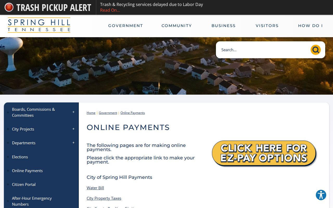Spring Hill court records official online payment routing